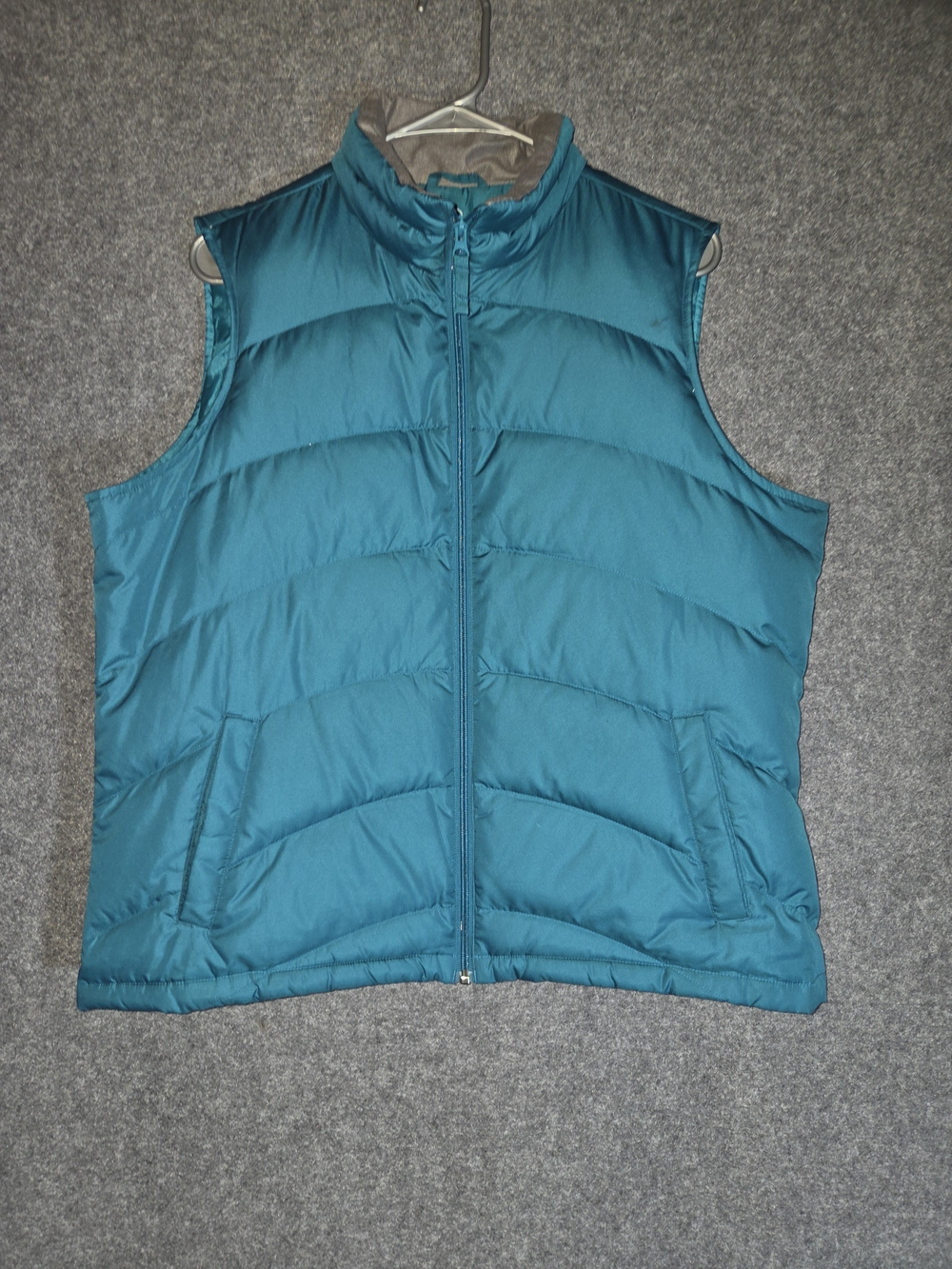 Lands' End Teal Quilted Down-Style Sleeveless Vest